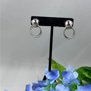 Vintage 1990s Door Knocker Style Silver Hoop Earrings